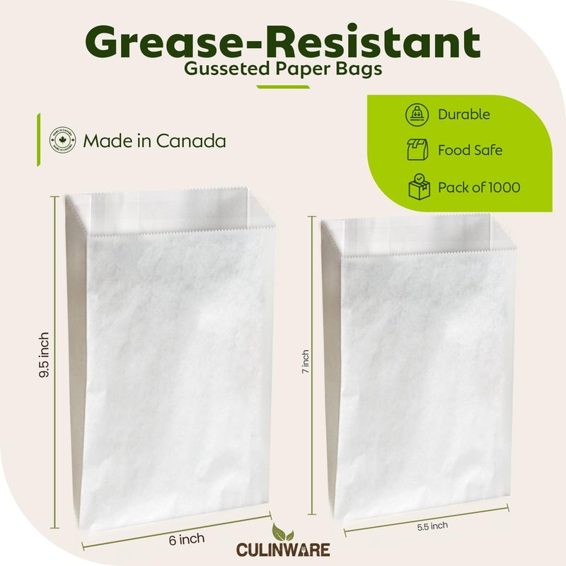 CulinWare Grease Resistant - Gusseted Paper Sandwich Bags - White (1000Pcs/Pack)(6 x 0,75 x 6,75) - Image 3